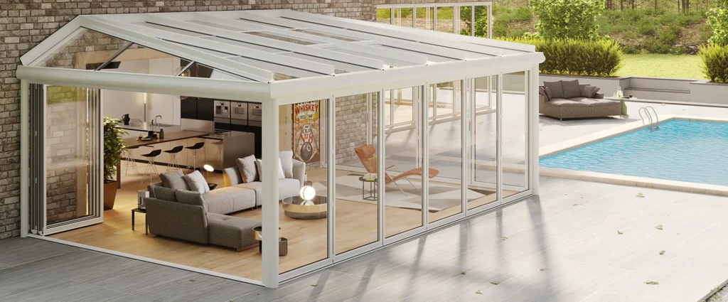 Sunroom Puro e Clima: serre solari a tetto piano o in pendenza Sunroom Puro e Clima: serre solari a tetto piano o in pendenza News di prodotto